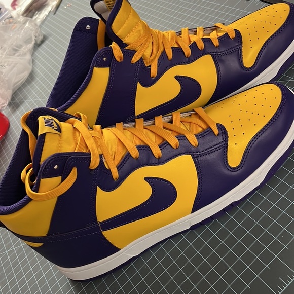 Nike Other - Nike Dunk Hi Retro sZ 15 Laker scheme inspired BRAND NEW NEVER WORN Box NO LID